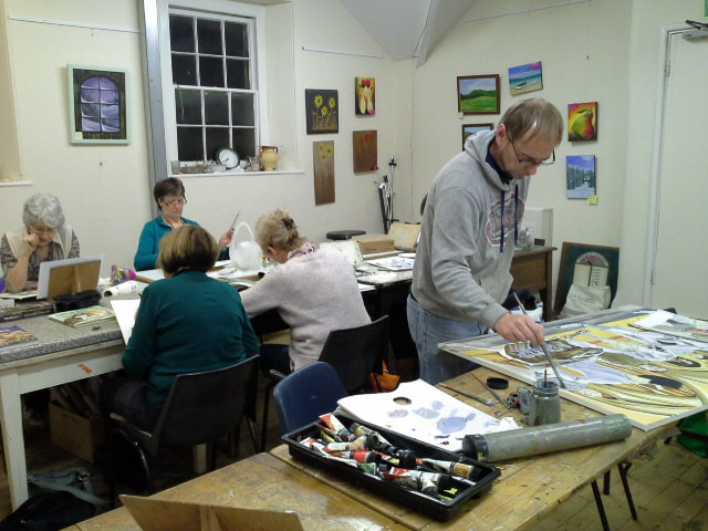 Members of the Yate and Chipping Sodbury Art and Craft Group hard at work during one of the evening meetings 
