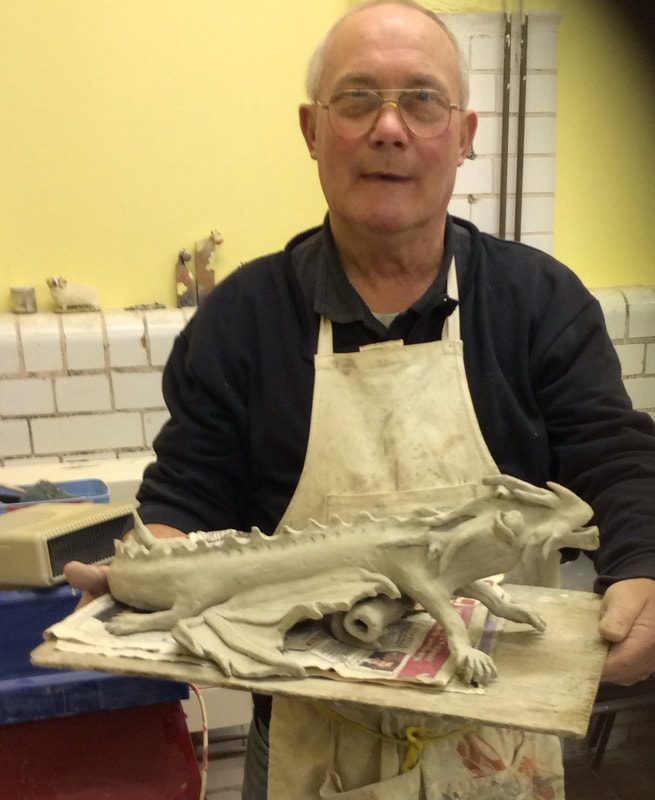 Showing off work completed during one of the Yate and Chipping Sodbury Art and Craft Group's pottery evenings